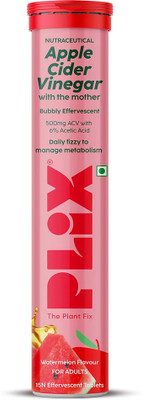 The Plant Fix Plix Apple Cider Vinegar 15 Effervescent Tablets Watermelon Flavour with Vitamin B12(15 No)