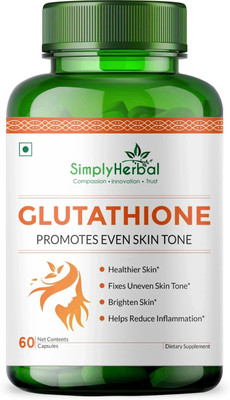Simply Herbal Glutathione Capsule with Vitamin C,E & Grapeseed for Skin Lightening & Whitening(60 Capsules)