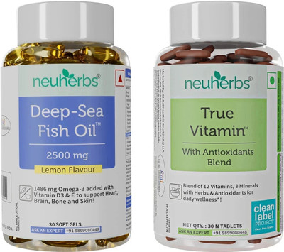 Neuherbs Deep sea fish oil 30 softgels + True Vitamin 30 tablets(2 x 30 No)