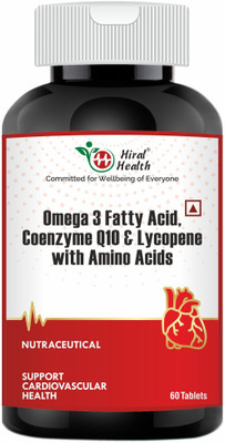 Hiral Health Omega 3 with CoQ10 For Bad Cholesterol, Heart & Cardiovascular(2 x 60 Tablets)