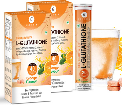 G GLOWSIK Glutathione Skin Glow 80 Effervescent Tablet with collagen Healthy Glowing skin(4 x 20 Tablets)