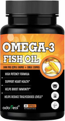 organicoslim Omega-3 Fish Oil Capsules|Rich in EPA & DHA|Supports Heart Health,Brain Function(60 Capsules)