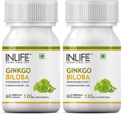 INLIFE Ginkgo Biloba Extract, 120 mg (60 Vegetarian Capsules) (2 Pack)(2 x 60 No)