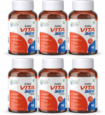 FYTIKA Vita 365, 3 in 1 Multivitamin (Pack of 6 )- 360 Tablets(6 x 60 Tablets)