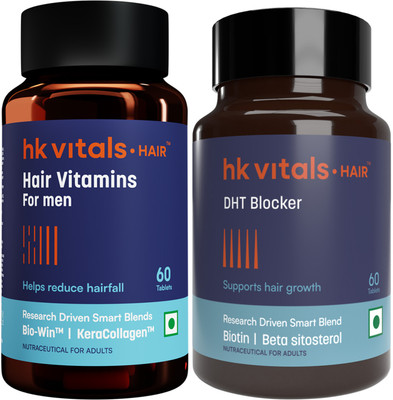 HEALTHKART HK Vitals Hair Multivitamin & DHT Blocker with Biotin, Helps Reduce Hair Fall(2 x 60 Tablets)