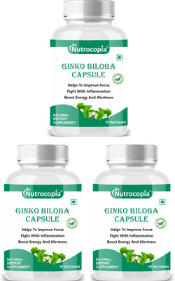 NUTROCOPIA Ginko Biloba Natural Supplement Improves Memory & Focus (3x60 Capsules)(3 x 60 Capsules)