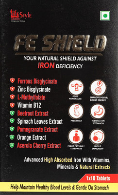 LIFE STYLE STUDIO FE SHIELD Iron Tablets Advanced High absorbed Iron with Vitamins, Minerals(3 x 10 No)