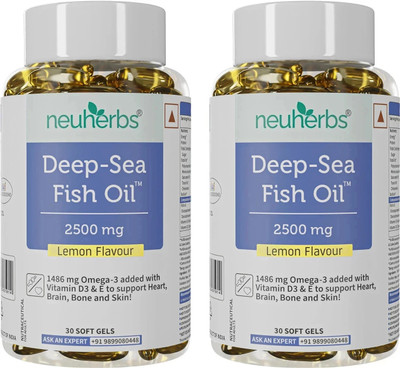 Neuherbs Deep Sea Omega 3 Fish Oil Capsules, Triple Strength 2500mg,EPA- 892mg, DHA-594mg(2 x 30)