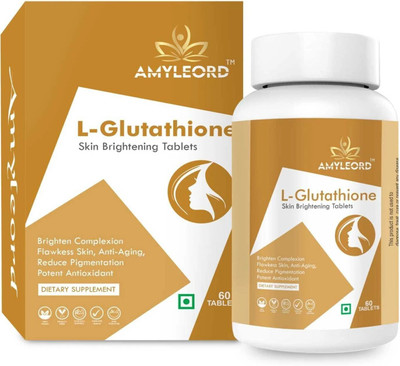 Amyleord L-Glutathione Tablet with Vitamin C&E, Biotin, Grape Seed Extract for Skin Glow(60 Tablets)