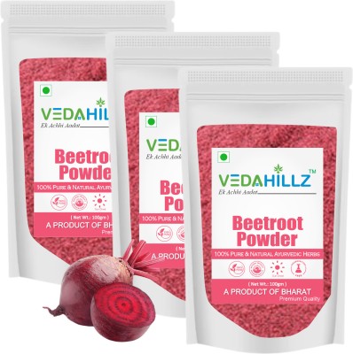 Vedahillz Natural Beetroot Powder For Face Pack, Hair, Iron | Chakunder Powder(3 x 100 g)