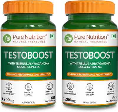 Pure Nutrition Testosterone booster for men for improved performance - (60 Tablets) Pack Of 2(2 x 60 Tablets)