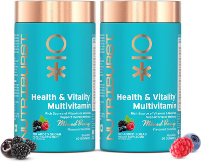 Nutriburst Health & Vitality Gummies with Multivitamins & Biotin(2 x 60 No)