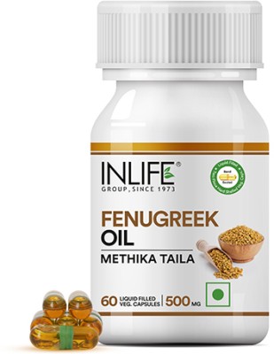 INLIFE Fenugreek Seed Oil Supplement (Quick Release) 500 Mg - Liquid Filled Vegetarian Capsules(60 No)