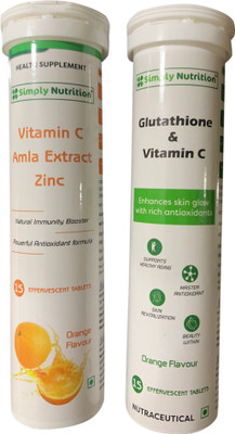 Simply Nutrition Combo Glutathione & Vitamin C Effervescent Tablet (15 Tablets)(30 Tablets)