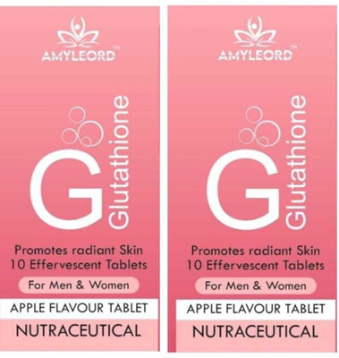 Amyleord Glutathione & Vit. C 10 effervescent tablets, Apple flavour For Brighter Skin(2 x 10 Tablets)