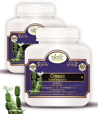 biotic Cissus quadrangularis Extract (Hadjod) 500mg - 120 Veg Capsules(2 x 60 No)