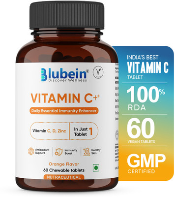 Blubein Vitamin C Chewable Tablets | Boosts Skin Glow & Immunity(60 Tablets)
