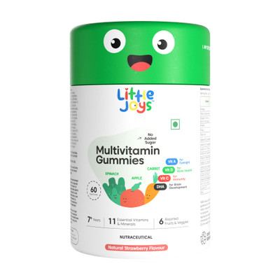 Little Joys Multivitamin Gummies for Kids 7-12 years | Strawberry Flavor | Boosts Immunity(60 No)