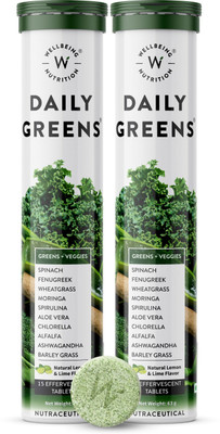Wellbeing Nutrition Daily Greens with Organic Plant Superfood, Wholefood Multivitamin - Pack of 2(2 x 15 Tablets)