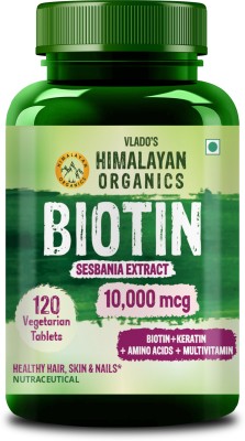 Vlado's Himalayan Organics Biotin 10000 mcg with Keratin, Amino Acids & Multivitamin - 120 Veg Tablets(120 Tablets)