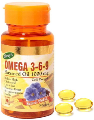 Shrey's Flaxseed Oil Omega 369 (Cold Pressed) - 30 Capsules (1000 mg)(30 No)