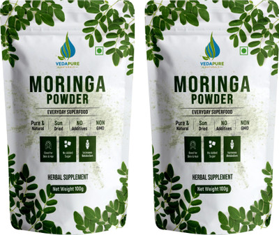 Vedapure Pure Moringa Leaf Powder | Support Skin & Hair Health | Promotes Weight Loss(2 x 100 g)