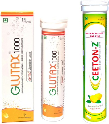 Glutax 1000 L-Glutathione 1000mg with Ceeton-Z (Lemon Flavour) Effervescent Tablet(35 Tablets)