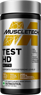 Muscletech Test HD Elite Max-Strength Support & Test Booster for Men(60 Capsules)