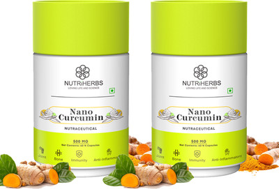 Nutriherbs Nano Curcumin (Haldi) Capsule Suport Joint Health, Boosts Immunity & Digestion(2 x 60 Capsules)