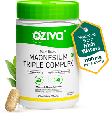 OZiva Magnesium Triple Complex |With Aquamin Mg, Magnesium Bisglycinate|Nerve Function(60 Tablets)