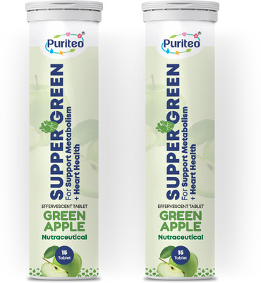 puriteo SUPPER GREEN EFFERVESCENT GREEN APPLE 02(2 x 15 Tablets)