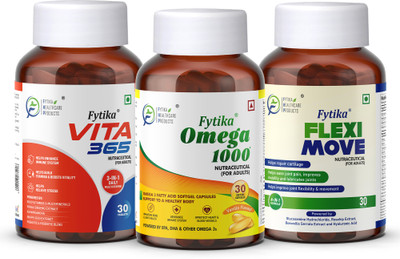 FYTIKA Vita 365, Omega 1000 & Flexi Move - Combo pack, (30 Each)(3 x 30 No)