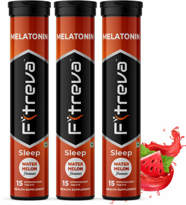 Fitreva Melatonin 45 Effervescent Tablets for Restful Sleep - Watermelon Flavor(3 x 15 Tablets)