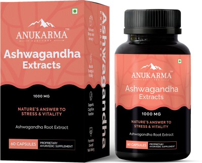 Anukarma Ashwagandha Extract Support Strength & Energy Stress Relief (60 Capsules)(60 Capsules)