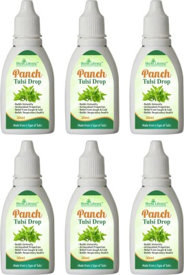 Herbs Library Panch Tulsi Drops- Extract of 5 Rare Tulsi for Cough & cold Relief (6x30ml)(Pack of 6)