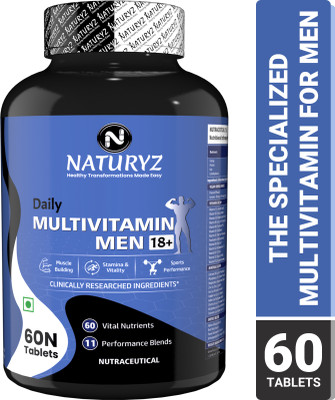 NATURYZ Daily Multivitamin Men 18+ with Highest 60 Nutrients & 11 Performance Blends(60 Tablets)