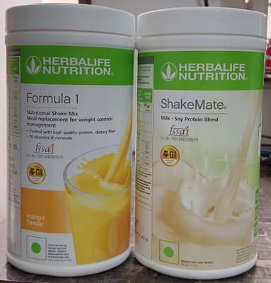 Herbalife Nutrition FORMULA 1 SHAKE MANGO FLAVOUR -500GM, SHAKE MATE -(2 x 500 g)