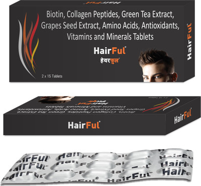 HairFul Daily Multivitamins for Men for 17 Vitamins, Biotin & Minerals(4 x 15 Tablets)