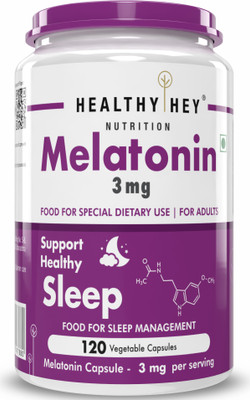HealthyHey Nutrition Sleep Aid Melatonin,Promotes Sleep and Relaxation (3mg)(120 No)