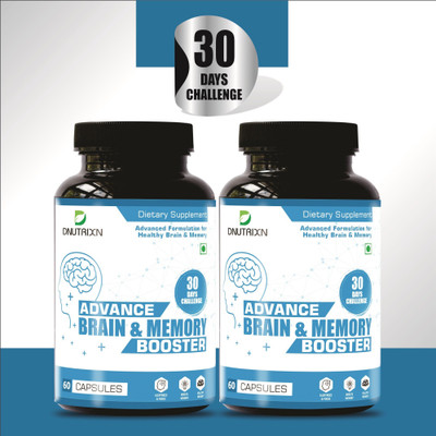 DNUTRIXN Advance Brain & Memory Booster with Advanced Formulation|Memory, Focus & Clarity(2 x 60 Capsules)