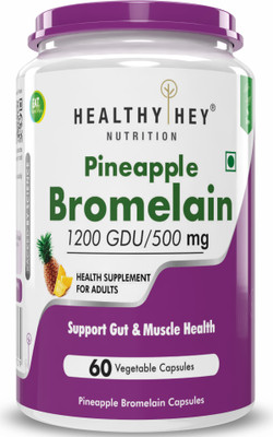 HealthyHey Nutrition Bromelain Digestive Enzyme- High Concentrate | 60 Veg. Caps(500 mg)