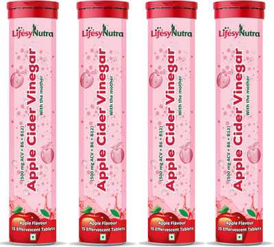 Lifesy Nutra Apple Cider Vinegar Effervescent Tablet | Weight Management | redulity of Mother(4 x 15 Tablets)