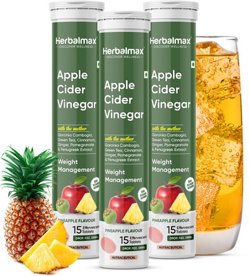 Herbal max Apple Cider Vinegar Effervescent Tablets - For Weight Loss & Easy Digestion(3 x 15 Tablets)
