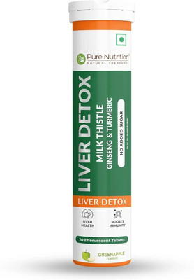 Pure Nutrition Liver Detox Effervescent Tablets with Ginseng & Turmeric | Milk Thistle Extract|(2 x 10 Tablets)