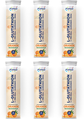 puriteo L- GLUTATHIONE EFFERVESCENT TABLET ORANGE 06(6 x 15 Tablets)