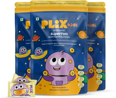 The Plant Fix Plix SuperTots Multivitamin Gummies | Sharper vision & Muscle growth(3 x 30 No)