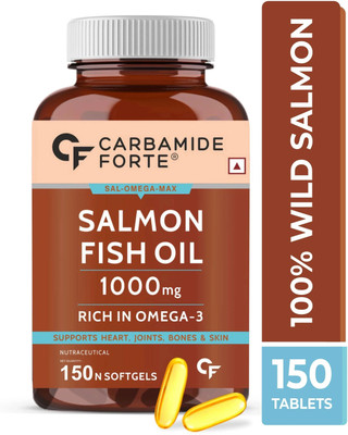 CARBAMIDE FORTE Salmon Fish Oil Omega 3 Capsules 1000 mg with EPA 180mg | Fish Oil Capsules(150 Capsules)