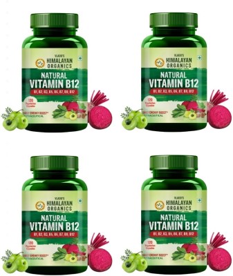 Himalayan Organics Plant Based Vitamin B12 Supplement - 120 Vegetarian Capsules x Pack of 4(4 x 120 Capsules)