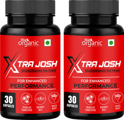 dial organic Xtra josh for man muscle building capsule | stamina | energy (Pack of 2)(2 x 30 Capsules)