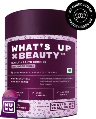 What's Up Wellness Natural Biotin Gummies 30 Day Pack (30 Gummies) No Added Sugar(30 No)